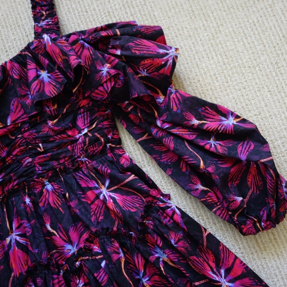 ULLA JOHNSON off the shoulder Caprice Midi Dress - Picture 7 of 12